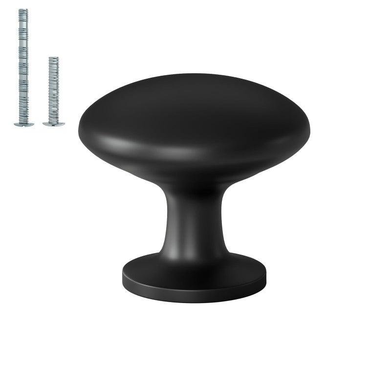 homdiy 5 Pack Cabinet Knobs Black Round Drawer Knobs Solid Zinc Alloy Pulls for Kitchen, Bathroom, Closet, Wardrobe - Image 1